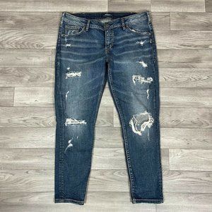 Silver Jeans Destroyed Kenni Skinny Denim Jeans Medium Wash sz 33 x 27
